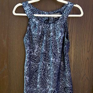 Covington Navy & Sky Blue Paisley Silky Satin Halter Tank Top